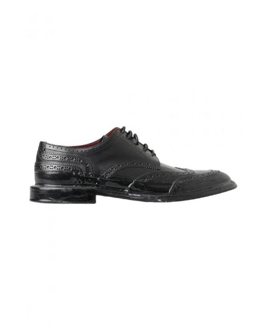 Dolce & Gabbana Black Leather Oxford Wingtip Formal Derby Shoes for men