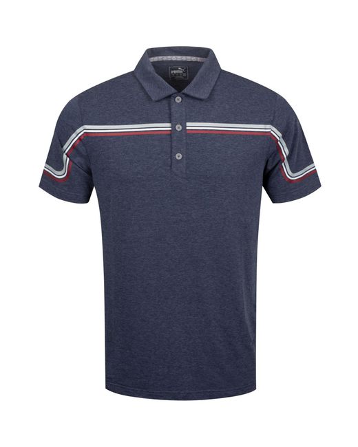 PUMA Blue Drycell Performance Fit Looping Polo Shirt Short Sleeve Top 595111 02 for men