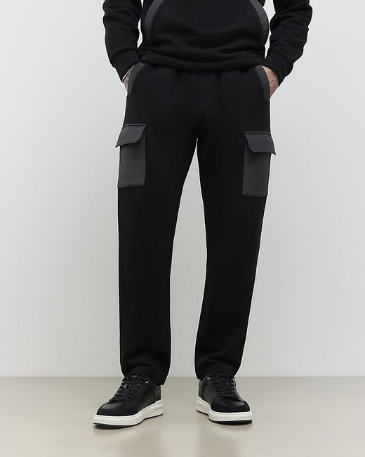 River Island Black Joggers Slim Fit Luminus Cotton for men