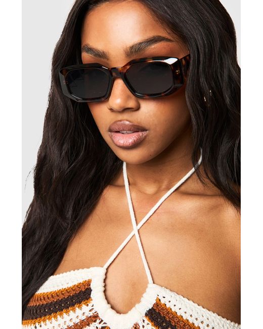Boohoo Black Chunky Tortoise Frame Rectangle Sunglasses