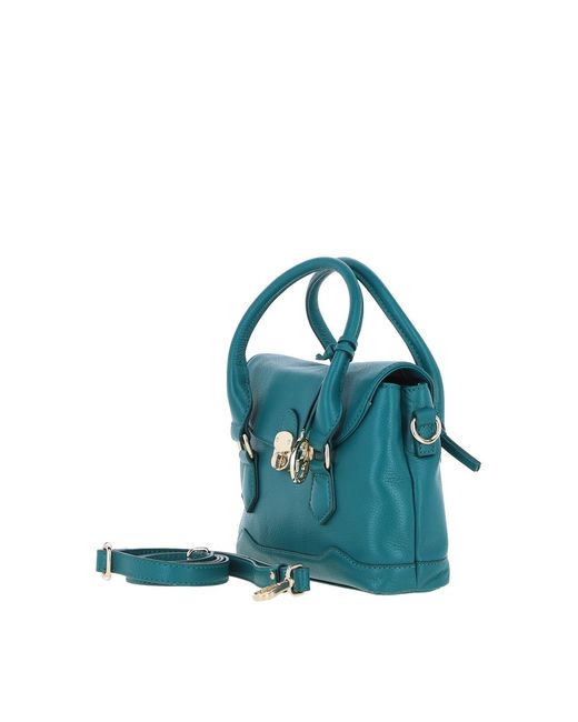 Ashwood Leather Blue Elegant Handbag With Detachable Crossbody Strap