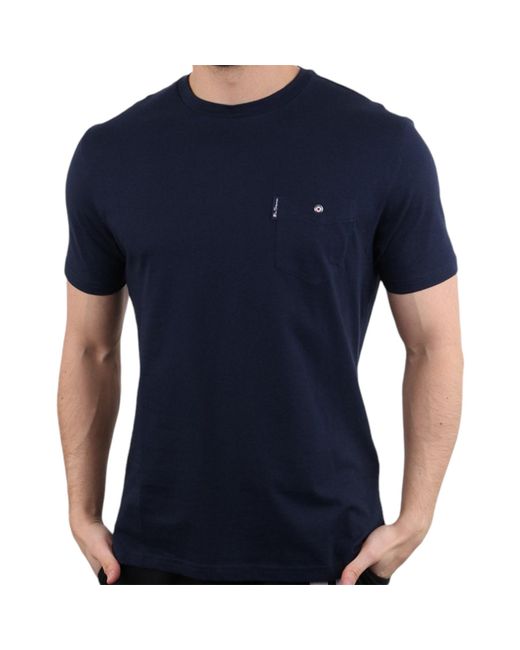 Ben Sherman Blue T Shirt Plain Crew Neck Short Sleeve Casual Summer Cotton Tee for men