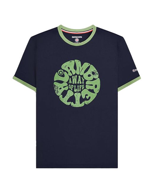 Lambretta Blue Ss24 Ringer Festival T-Shirt Cotton for men