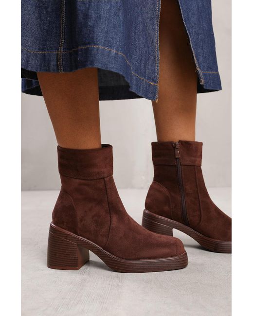 Where's That From Blue Wheres 'Maddie' Ankle Boot With Side Zip And Chunky Heel