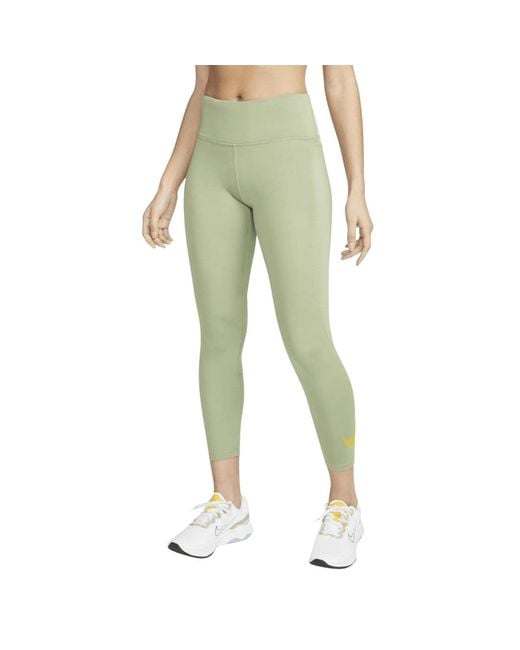 Nike Green Dri-Fit 7/8 Mid Rise Oil Running Leggings