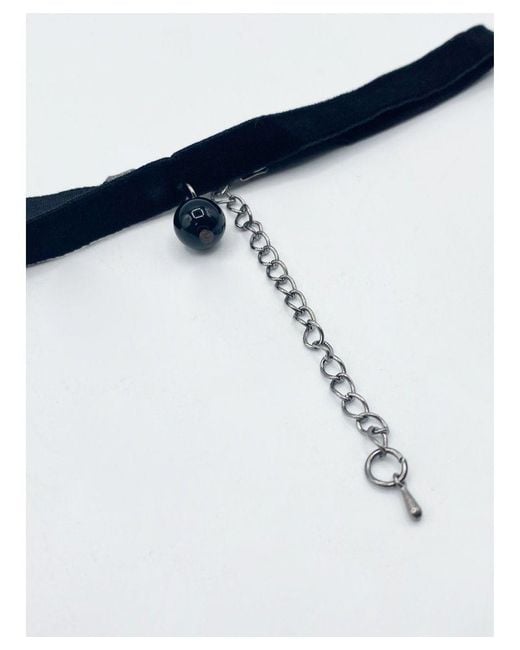 SVNX Blue Faux Velvet Choker With Charm
