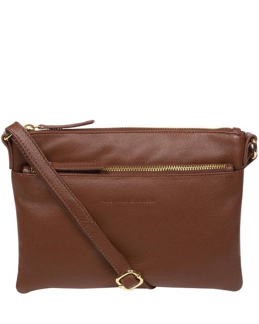 Pure Luxuries Brown 'Hannah' Dark Nappa Leather Cross Body Bag