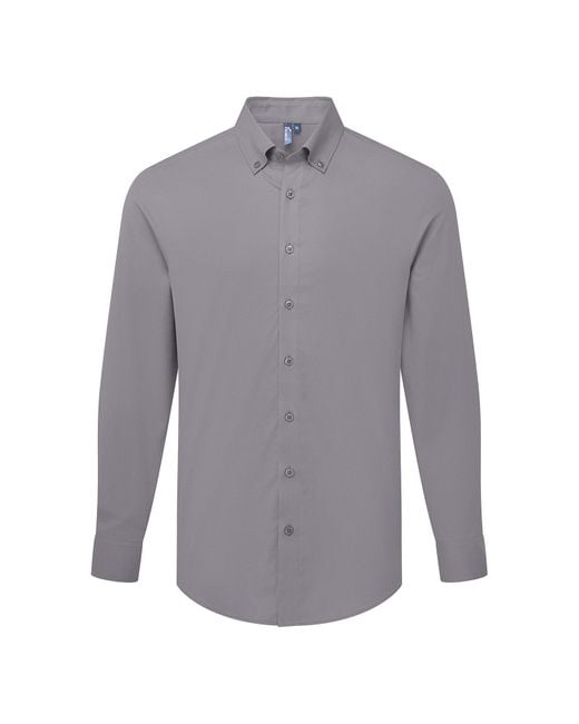 PREMIER Blue Supreme Oxford Long-Sleeved Formal Shirt (Steel) for men