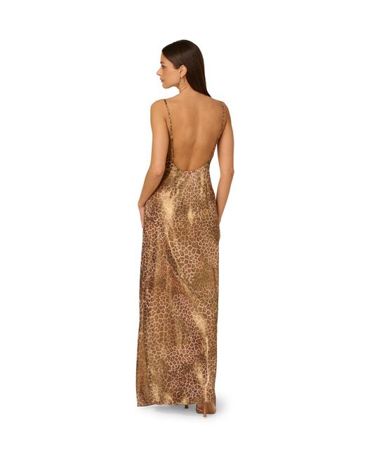 Adrianna Papell White Printed Chiffon Long Dress