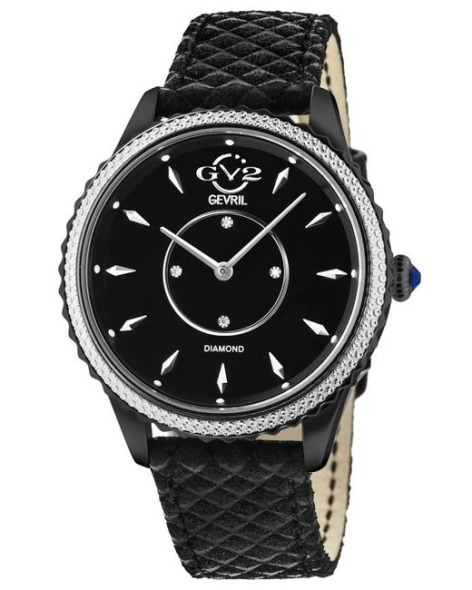 Gv2 Black Siena Swiss Quartz Diamond Dial Leather Watch
