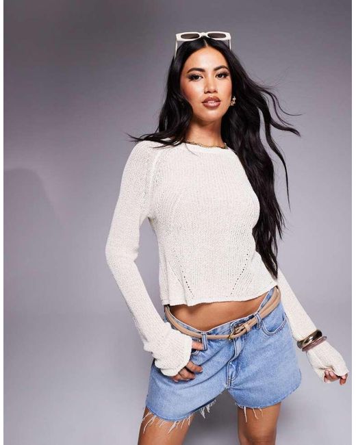 ASOS Gray Knitted Open Back Jumper