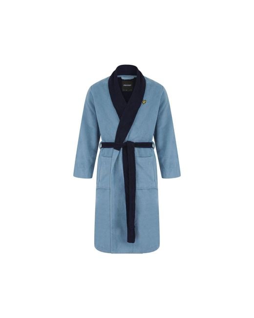 Lyle & Scott Blue And Shawl Neck Long Sleeve Robe for men