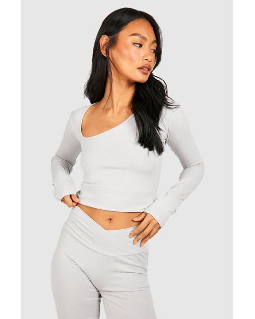 Boohoo White Jersey Super Soft Asymmetric Cut Out Top