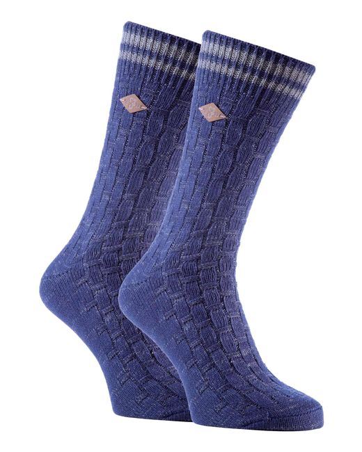 Farah Blue 2 Pack Thick Cotton Chunky Knitted Formal Boot Socks for men