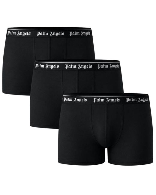 Palm Angels Black Tri-Pack Classic Logo Boxer Shorts Cotton for men