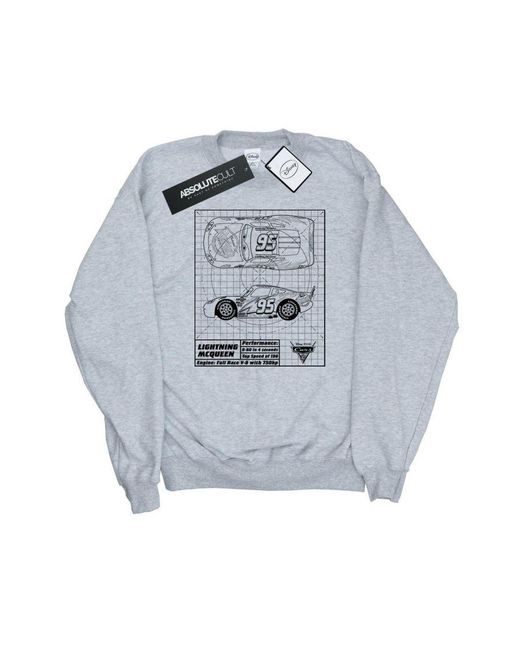 Disney Gray Cars Lightning Mcqueen Blueprint Sweatshirt (Sports) for men