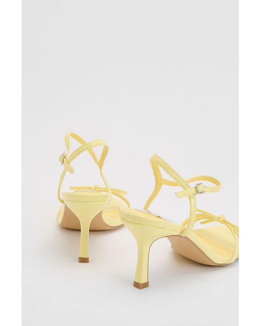 Oasis Metallic Scarlett Faux Leather 2 Part Bow Trim Medium Heeled Sandals