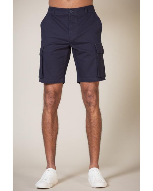French Connection Blue Cotton Cargo Shorts for men