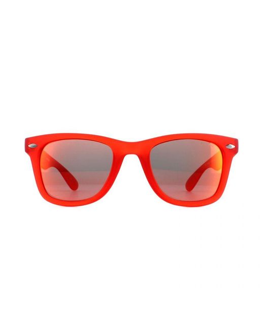 Polaroid Red Rectangle Mirror Polarized Sunglasses for men