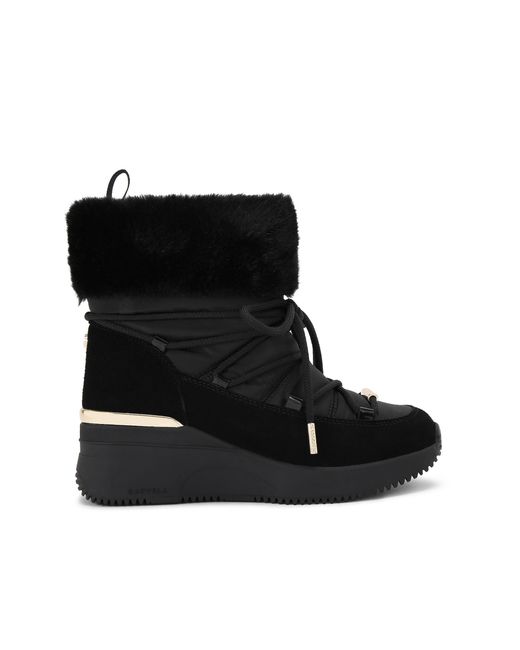 Carvela Kurt Geiger Black Suede Fabric Skyline Wedge Bootie Sneakers