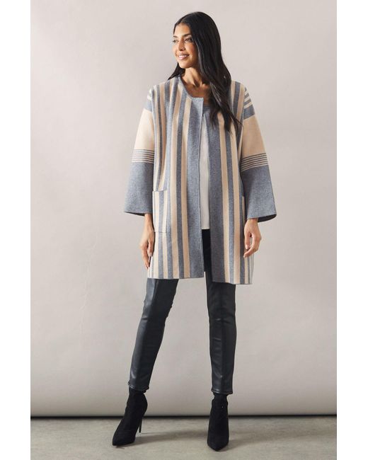Wallis Blue Striped Colour Block Coatigan