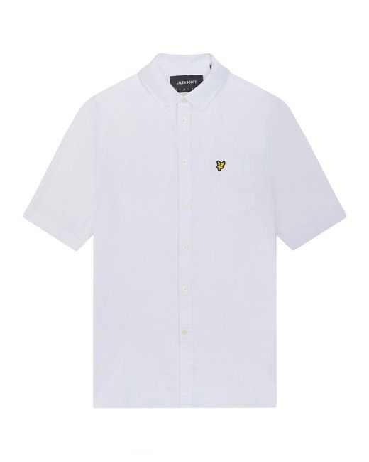 Lyle & Scott White Short Sleeve Oxford Shirt for men