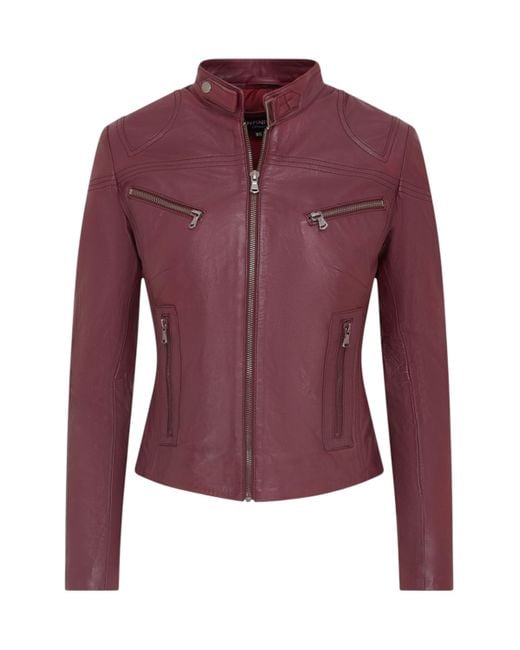 Infinity Leather Purple Slim-Fit Biker Jacket-Maldon Lamb Leather