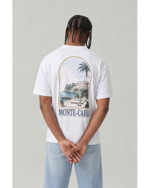 BoohooMAN White Oversized Monte Carlo Print T-Shirt Cotton for men