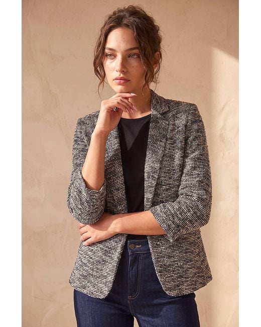 Roman Brown Petite Boucle Stretch Blazer