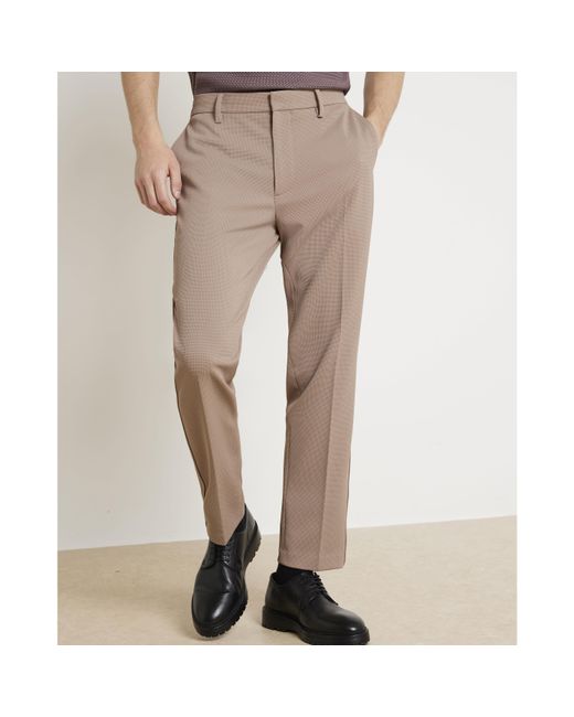 River Island Natural Slim Fit Trousers Waffle Textured for men