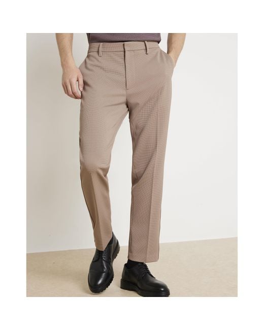 River Island Natural Slim Fit Trousers Waffle Textured for men
