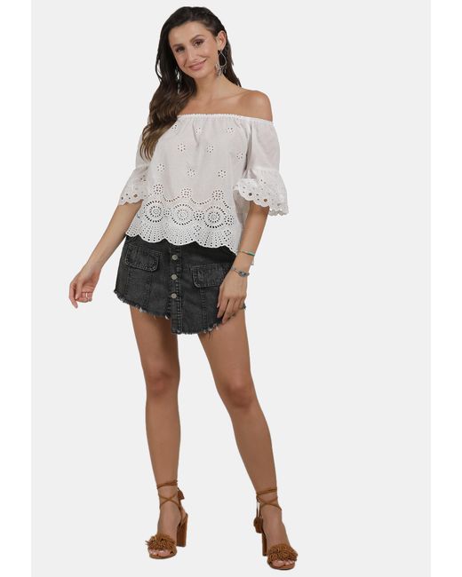 Usha Carmen Blouse in het White