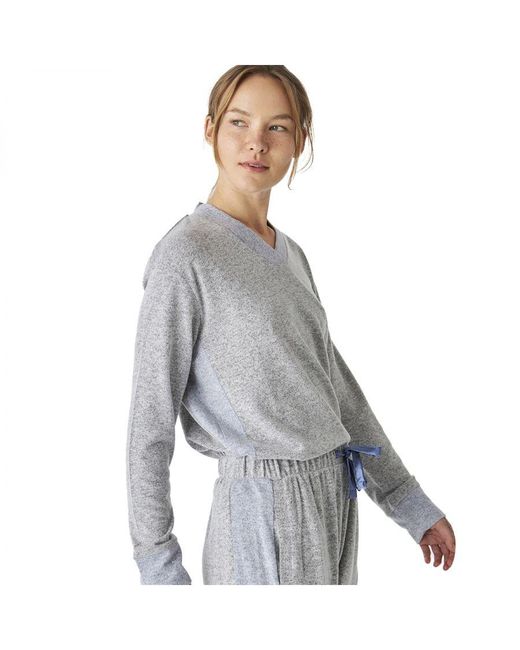 J&j Brothers Gray Jjb5 Soft Knit V-Neck Long Sleeve Pajamas