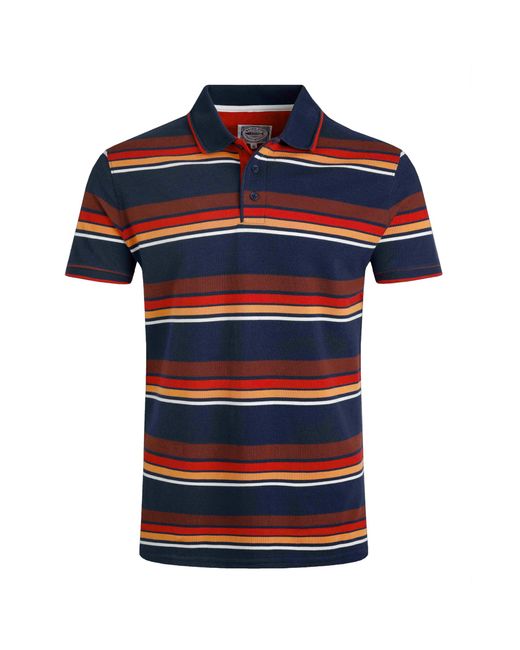 Weird Fish Blue Sunbury Stripe Organic Cotton Polo Shirt (Dark) for men