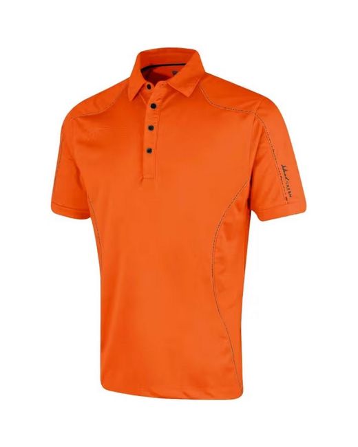 Island Green Orange Topstitched Golf Polo Shirt (Burnt) for men