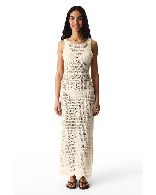 Penti White Textured Cotton Knit Maxi Dress