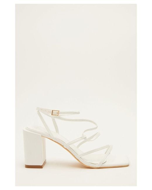 Quiz white hotsell block heel sandals