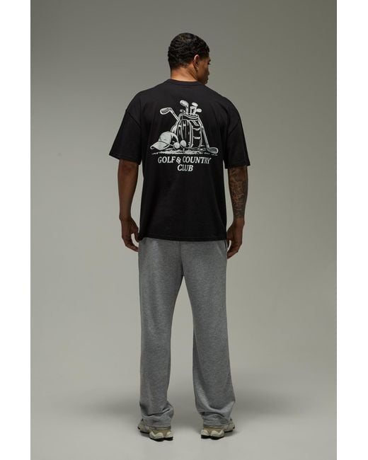 BoohooMAN Black Golf Country Club Oversized T-Shirt for men