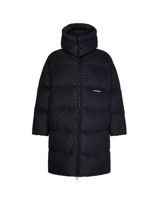 Off-White c/o Virgil Abloh Black Bounce Hooded Long Puffer Jacket for men