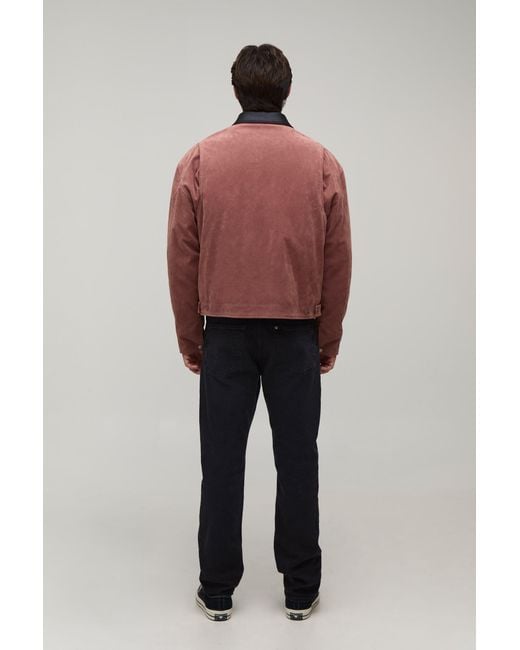 BoohooMAN Red Oversized Boxy Contrast Collar Faux Suede Harrington Jacket for men