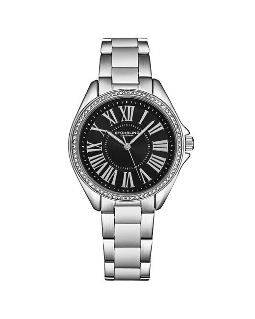 Stuhrling Black The Dynasty 4025 Japanese Quartz Crystal Bezel 40Mm Watch