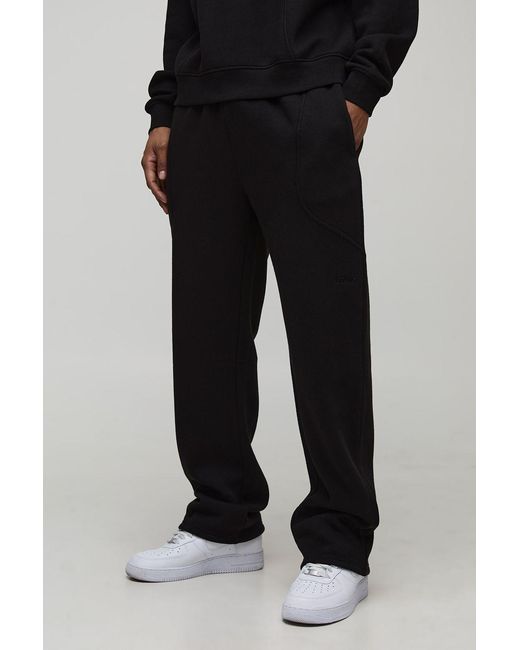 BoohooMAN Black Relaxed Embroidery Detail Jogger for men