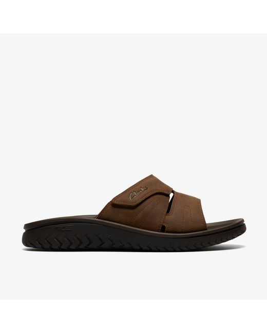Clarks Brown Wesley Vibe Beeswax Sandals for men