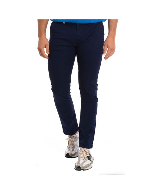 La Martina Blue Long Trousers With Straight Cut Hems Tmt002-Tw417 for men