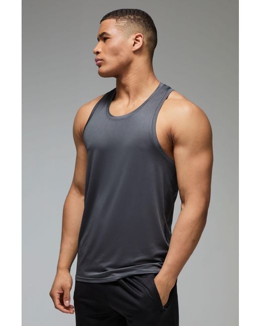 BoohooMAN Gray Active Regular Lightweight Essentials Workout Tank for men