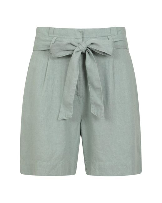 Mountain Warehouse Green 'Oatley' Linen Blend Paperbag Shorts Lightweight Summer Chino Short Pants