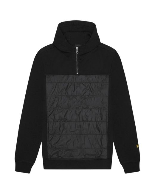 Lyle & Scott Black Hybrid Panelled Interlock Jet Hoodie Cotton for men