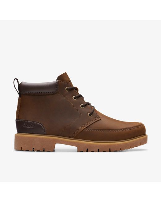 Clarks Brown Rossdale Mid Beeswax Leather Boots for men