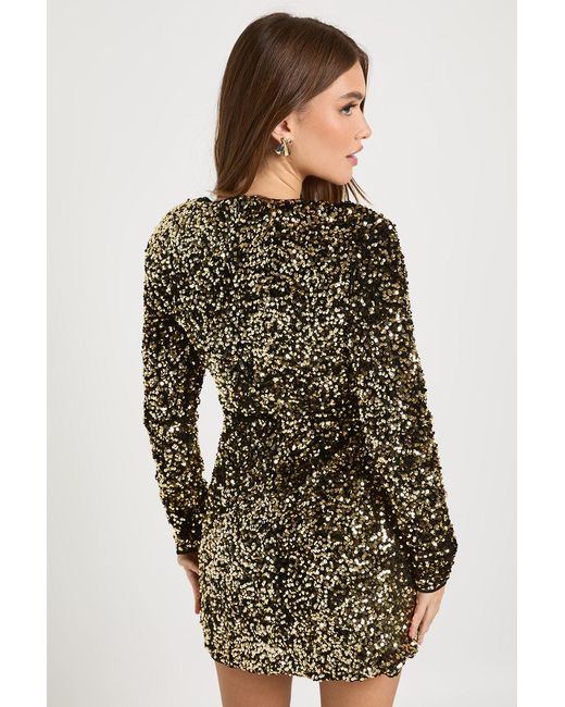 Boohoo Green Velvet Sequin Bodycon Mini Party Dress