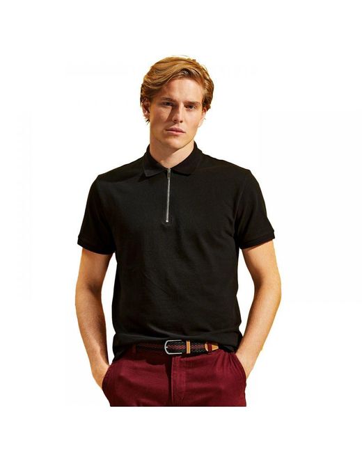 Asquith & Fox Black Zip Polo Shirt () for men